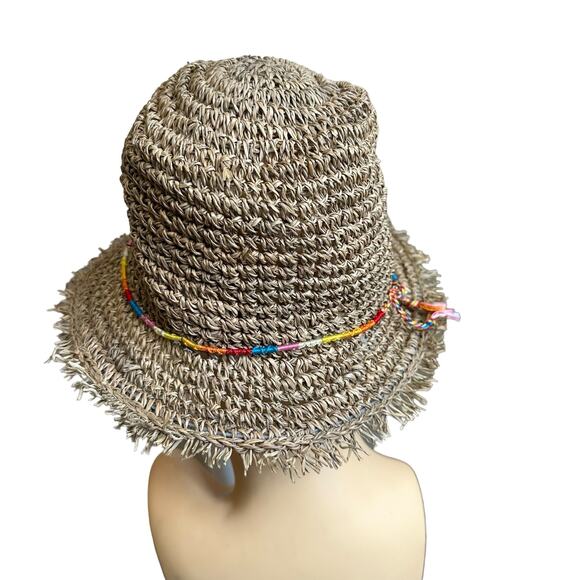 Brooklyn Hat Co Seagrass Hat with Rainbow Trim Style bkn1425-toast straw hat OS main image 4
